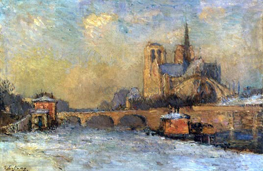 Albert Lebourg Notre-Dame and Seine, Winter - Canvas Print
