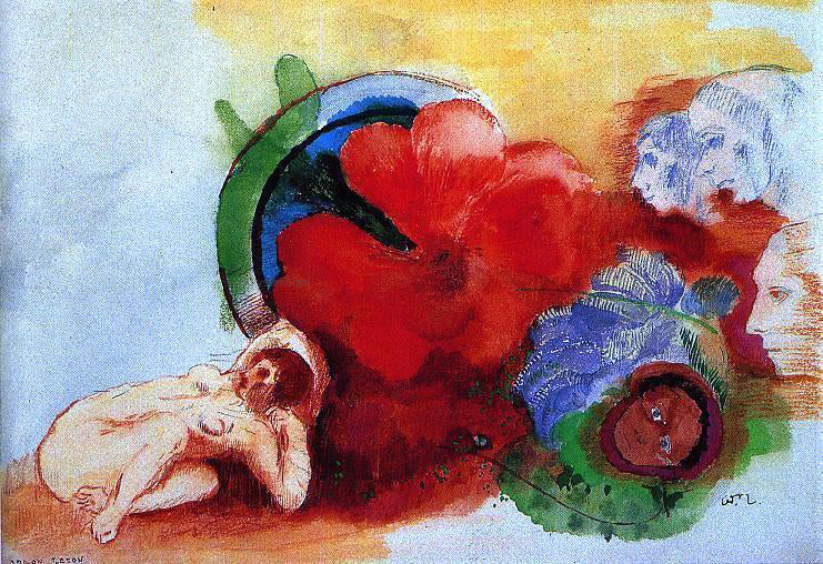 Odilon Redon Nude, Begonia and Heads - Canvas Print