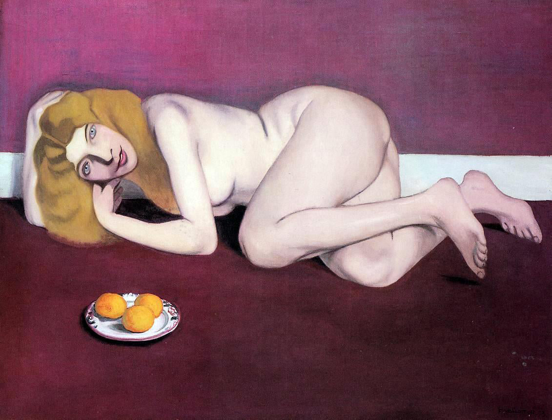 Felix Vallotton Nude Blond Woman with Tangerines - Canvas Print