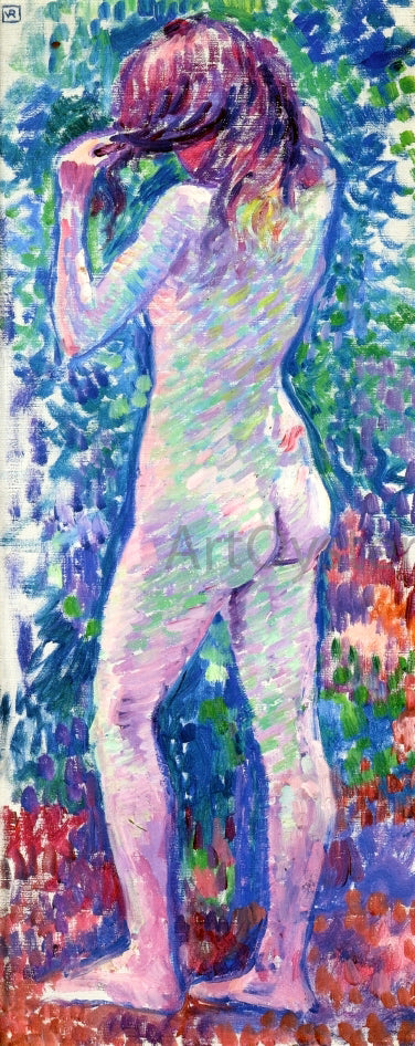 Theo Van Rysselberghe Nude from Behind, Fixing Her Hair - Canvas Print