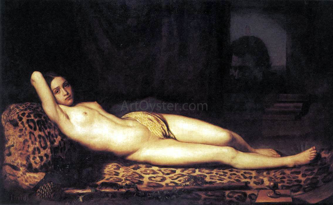 Felix Trutat Nude Girl on a Panther Skin - Canvas Print