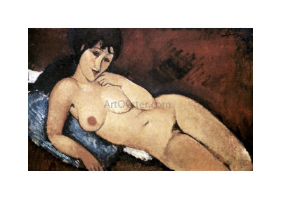 Amedeo Modigliani Nude on a Blue Cushion - Canvas Print