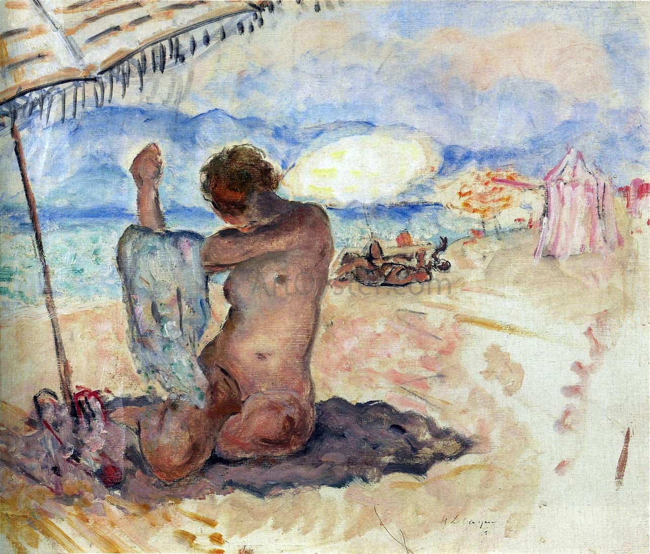 Henri Lebasque Nude on the Beach - Canvas Print