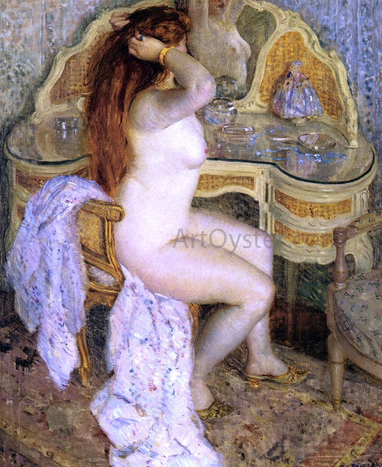 Frederick Carl Frieseke Nude Seated at Her Dressing Table - Canvas Print