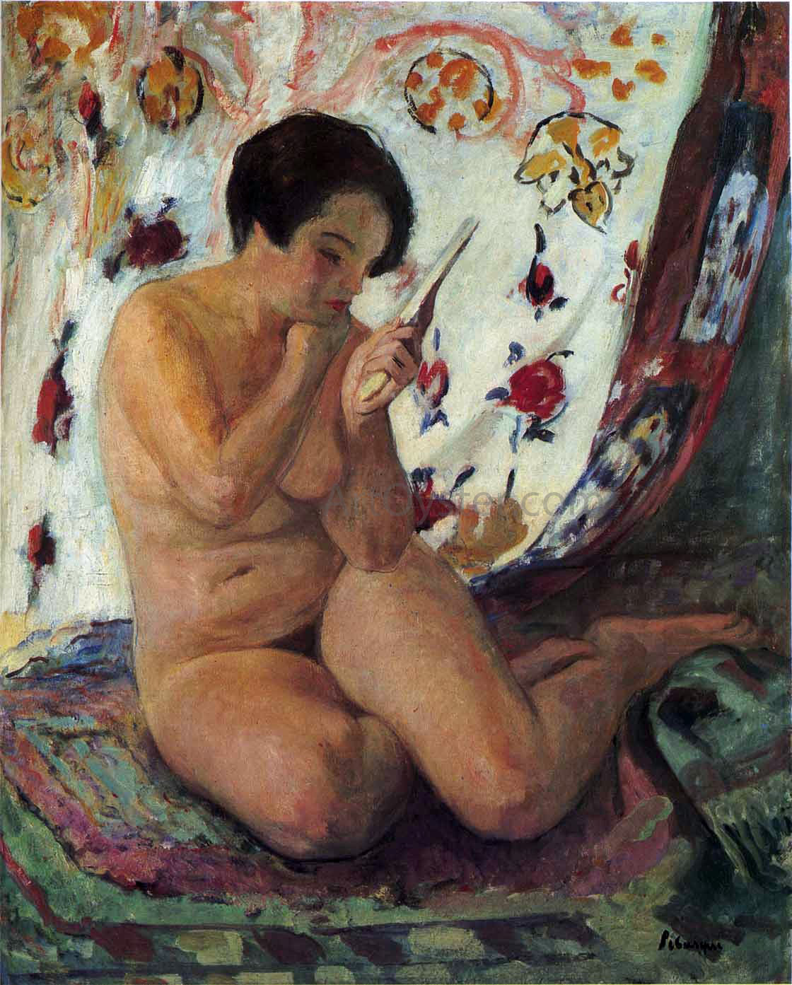 Henri Lebasque Nude Seated by a Mirror - Canvas Print