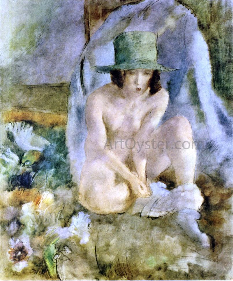 Jules Pascin Nude with a Green Hat - Canvas Print