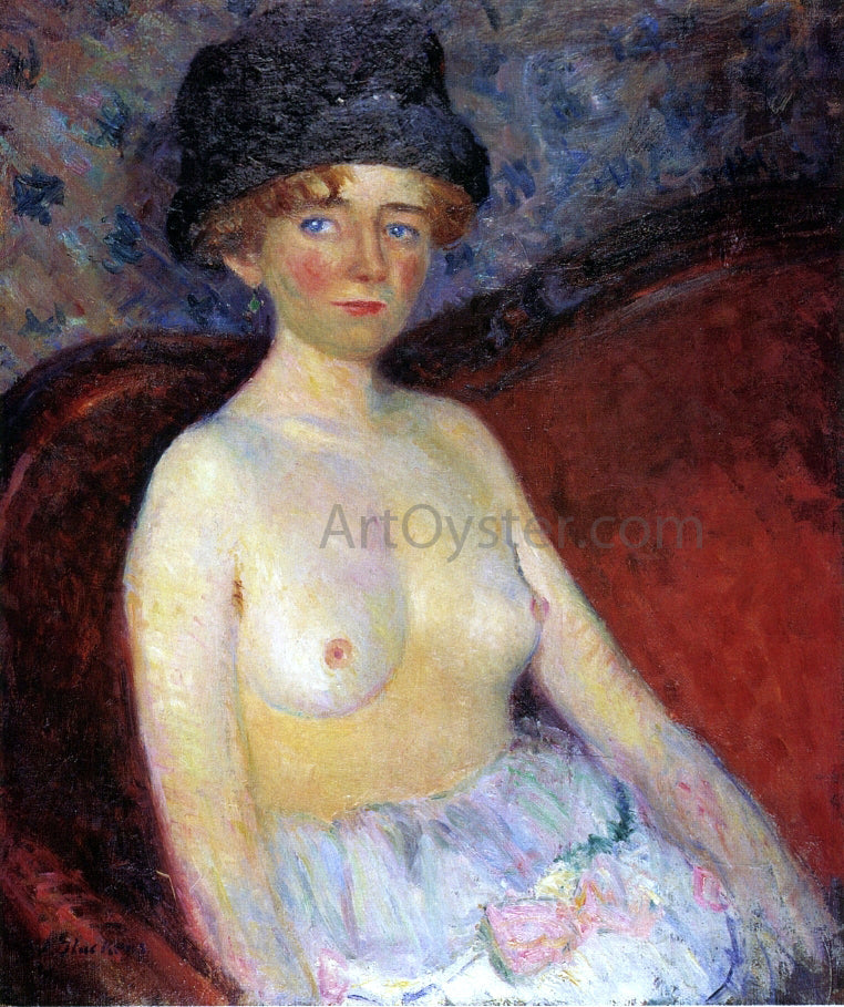 William James Glackens Nude with Hat - Canvas Print