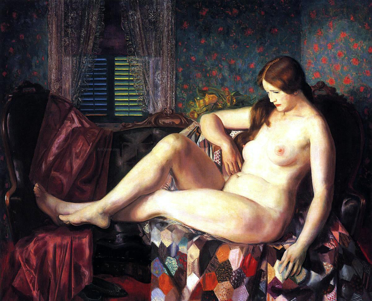 George Wesley Bellows Nude with Hexagonal Quilt - Canvas Print