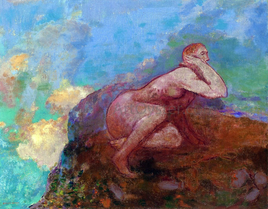 Odilon Redon Nude Woman on the Rocks - Canvas Print