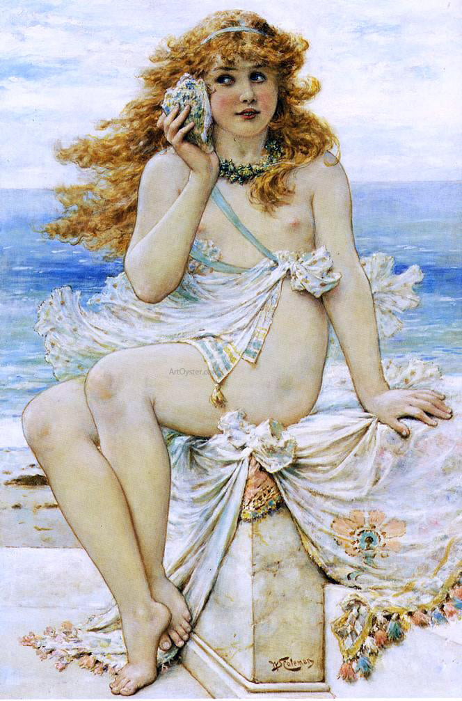 William Stephen Coleman Nymph with Conch Shell - Canvas Print