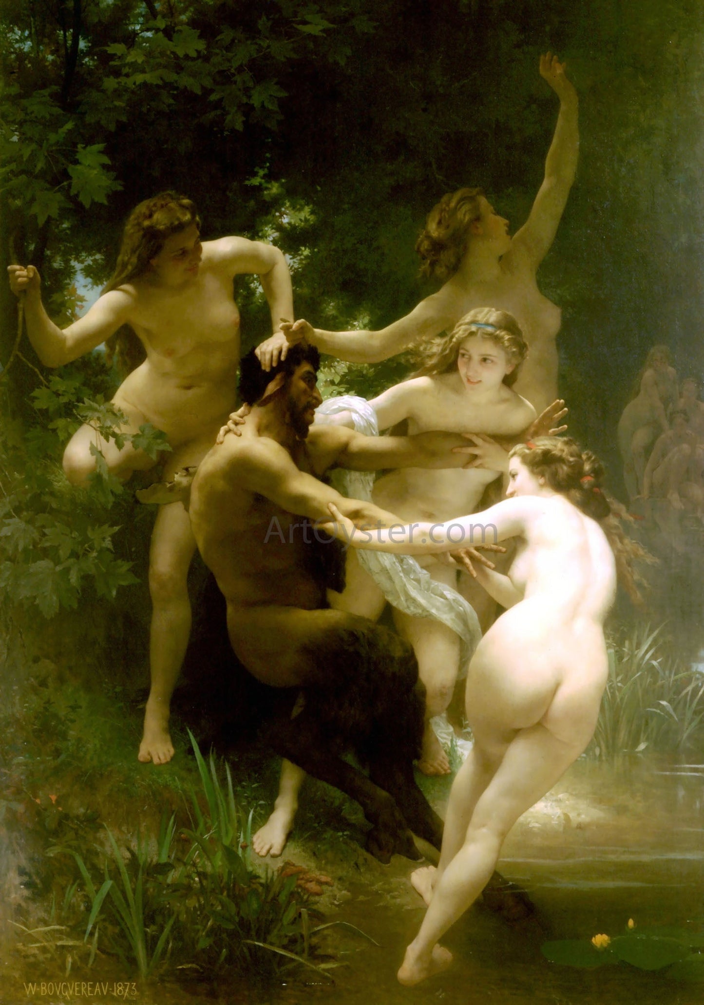 William Adolphe Bouguereau Nymphs and Satyr - Canvas Print