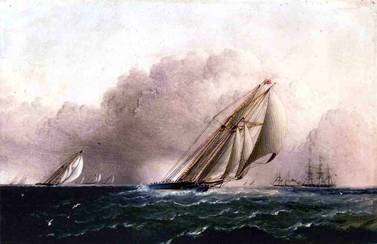 James E Buttersworth N.Y.Y.C. Schooner Yacht Estelle Running Home - Canvas Print