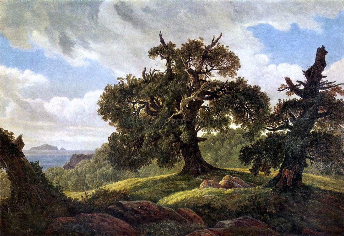 Carl Gustav Carus Oaks at the Sea Shore - Canvas Print