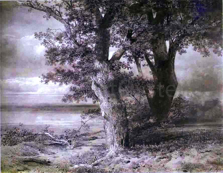Alexei Kondratevich Savrasov Oaks on River Bank - Canvas Print