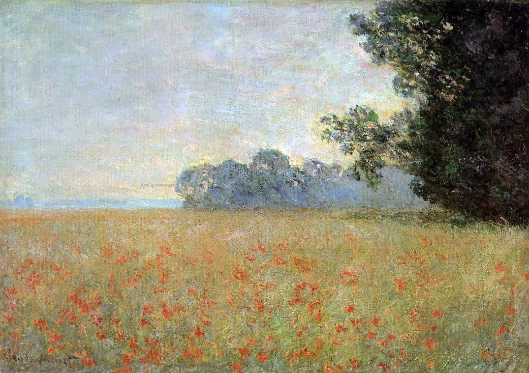 Claude Oscar Monet Oat and Poppy Field - Canvas Print