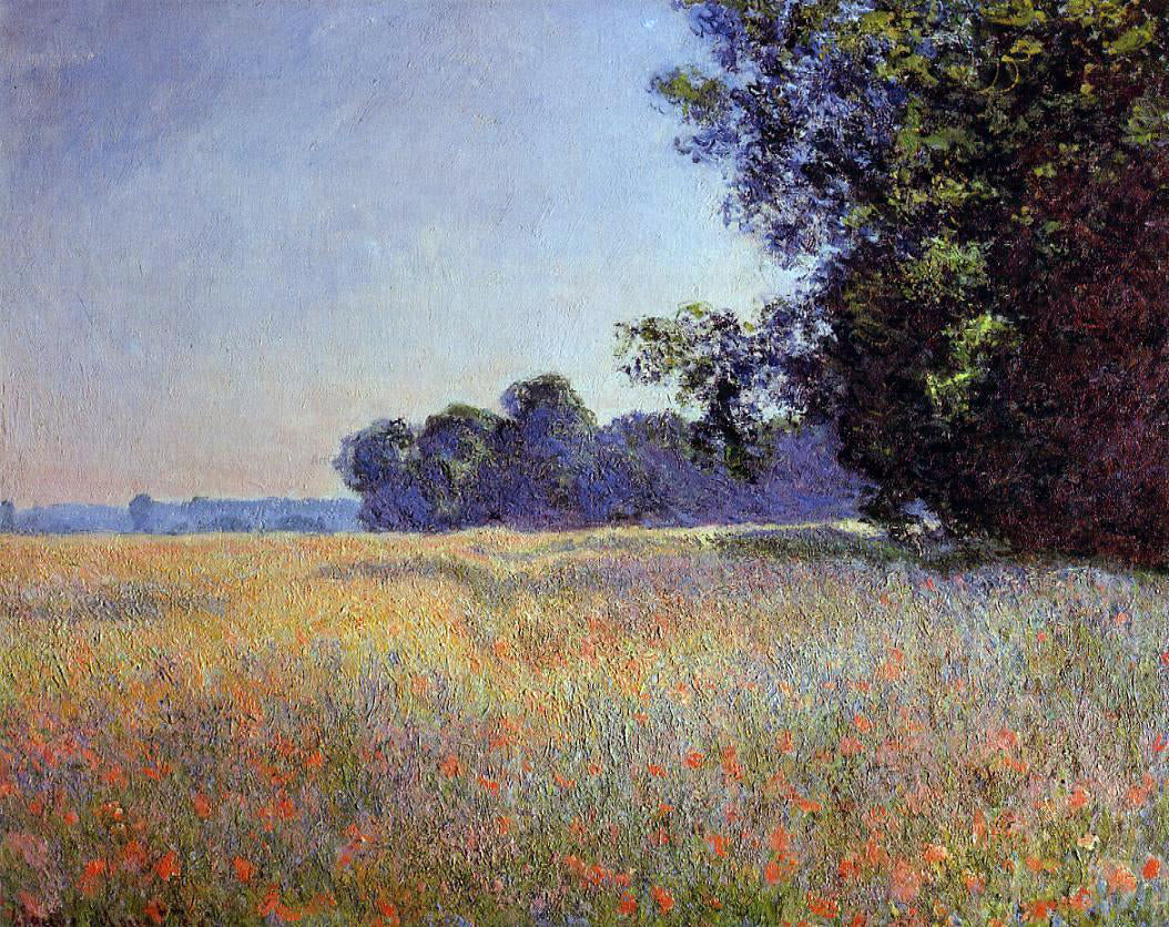 Claude Oscar Monet An Oat and Poppy Field, Giverny - Canvas Print