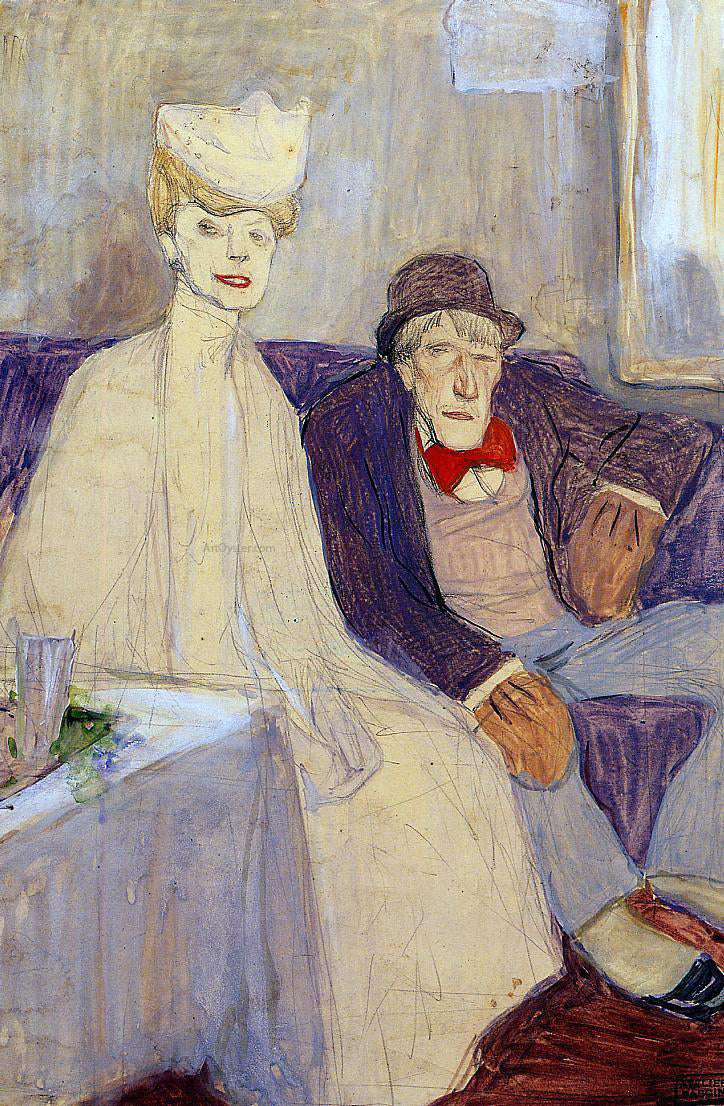 Jules Pascin An Odd Couple in a Waiting Room - Canvas Print