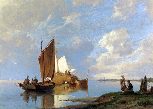 Pieter Christian Dommerson Off Volendam on the Zuiderzee - Canvas Print