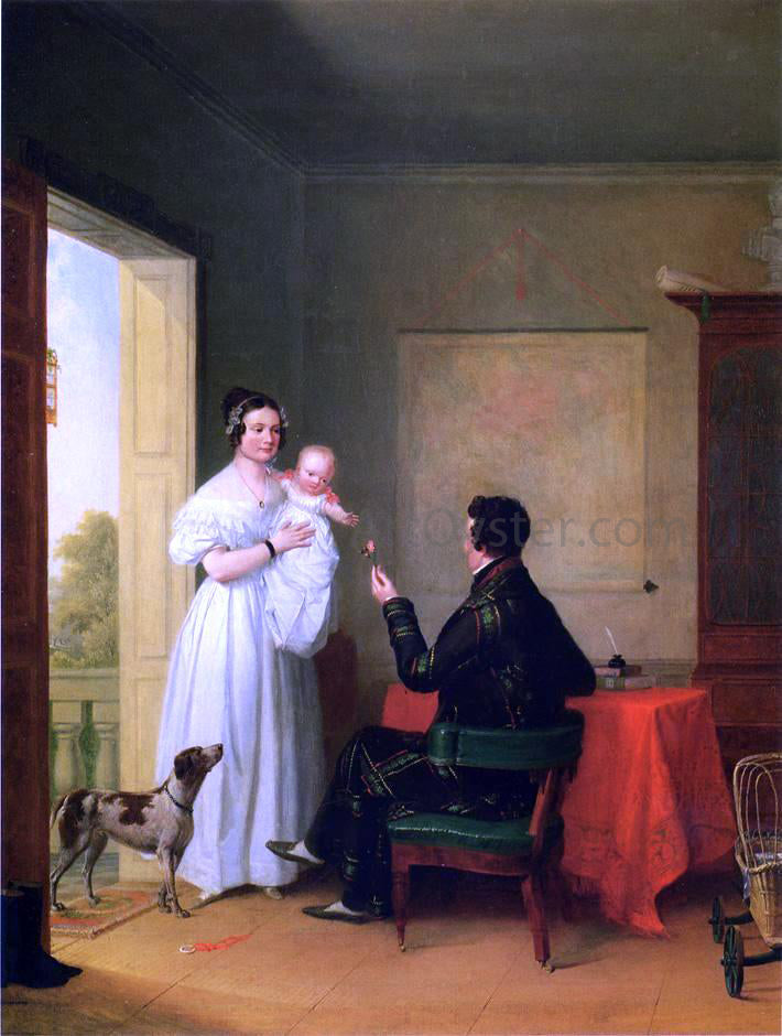 James Goodwyn Clonney Offering Baby a Rose - Canvas Print