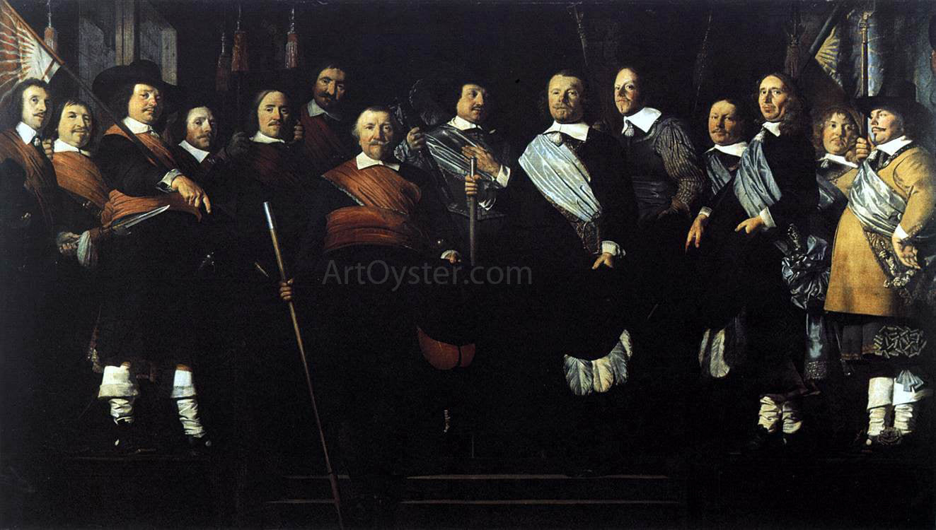 Caesar Van Everdingen Officers and Standard-Bearers of the Old Civic Guard - Canvas Print