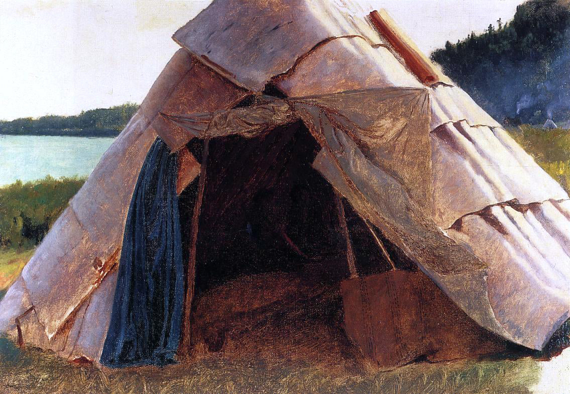 Eastman Johnson Ojibwe Wigwam at Grand Portage - Canvas Print