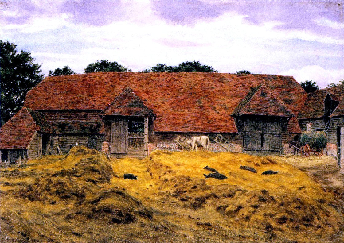 George Boyce RWS An Old Barn at Whitchurch, Oxon - Canvas Print