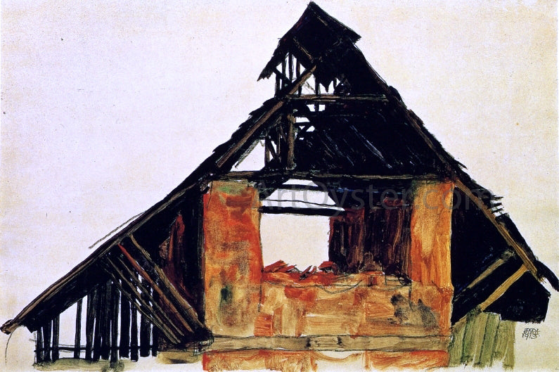 Egon Schiele Old Brick House in Carinthia - Canvas Print
