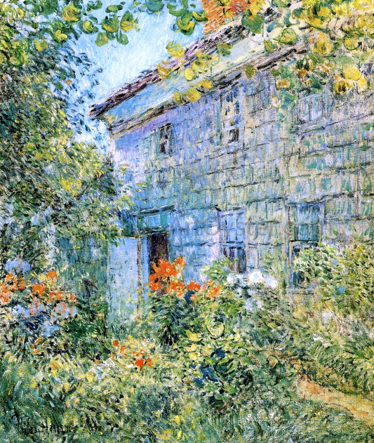 Frederick Childe Hassam An Old House and Garden, East Hampton - Canvas Print