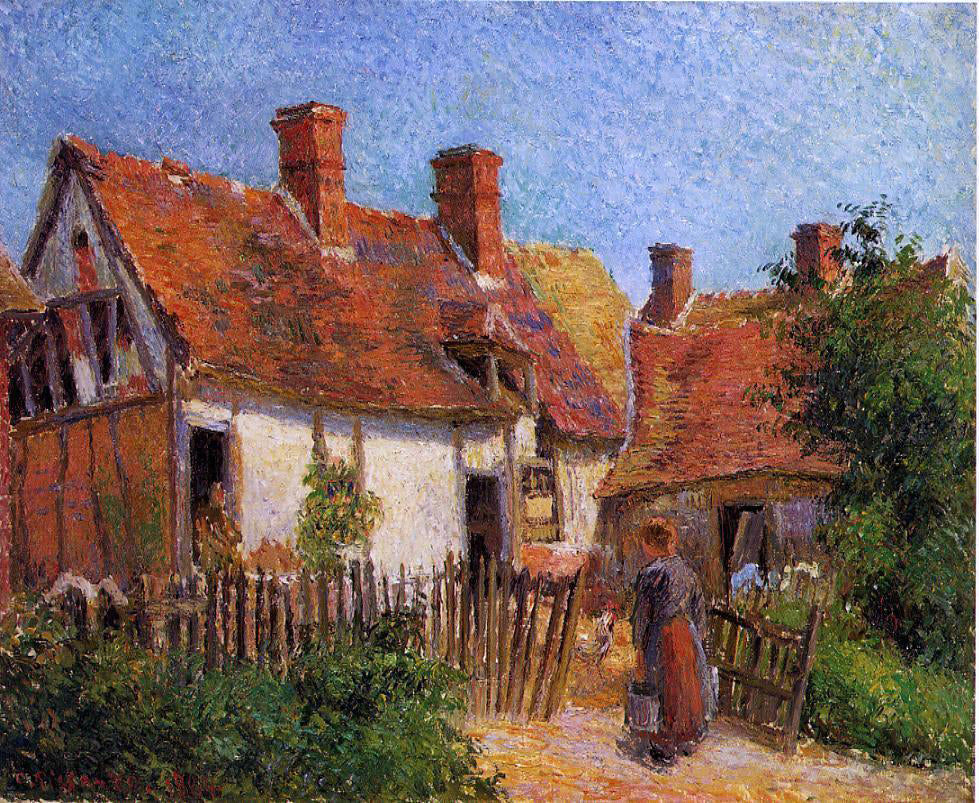 Camille Pissarro Old Houses at Eragny - Canvas Print