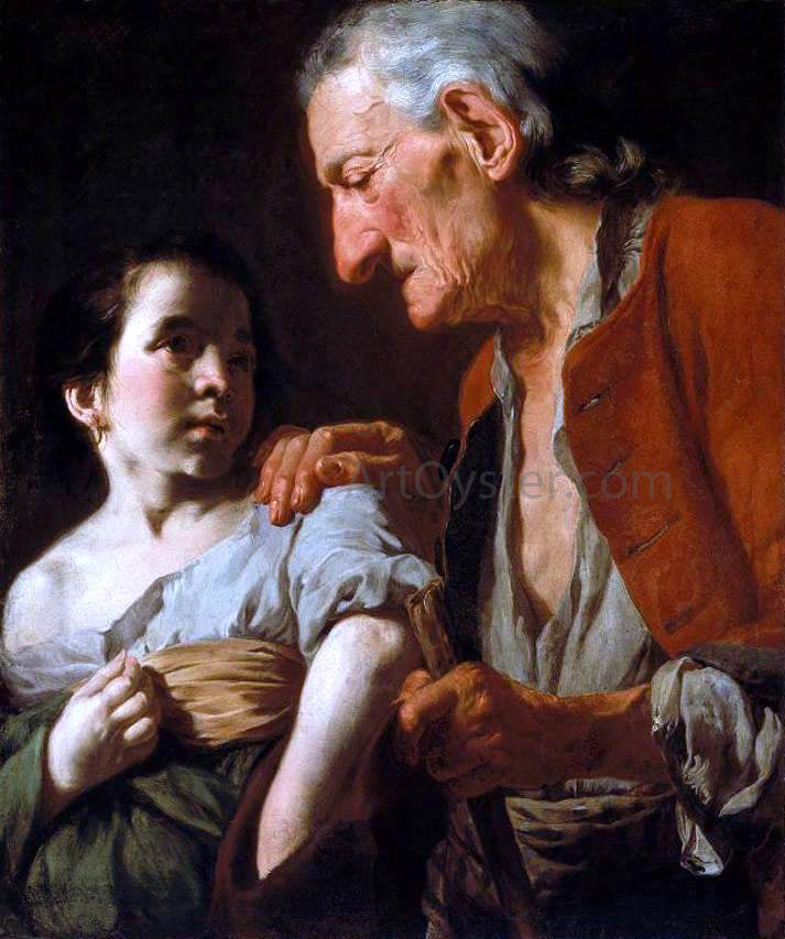 Gaspare Traversi Old Man and a Child - Canvas Print