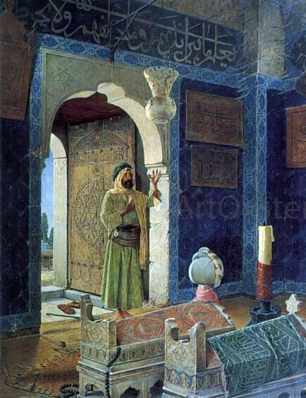 Osman Hamdy-Bey Old Man before Children's Tombs - Canvas Print