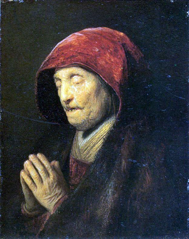 Rembrandt Van Rijn Old Woman in Prayer - Canvas Print