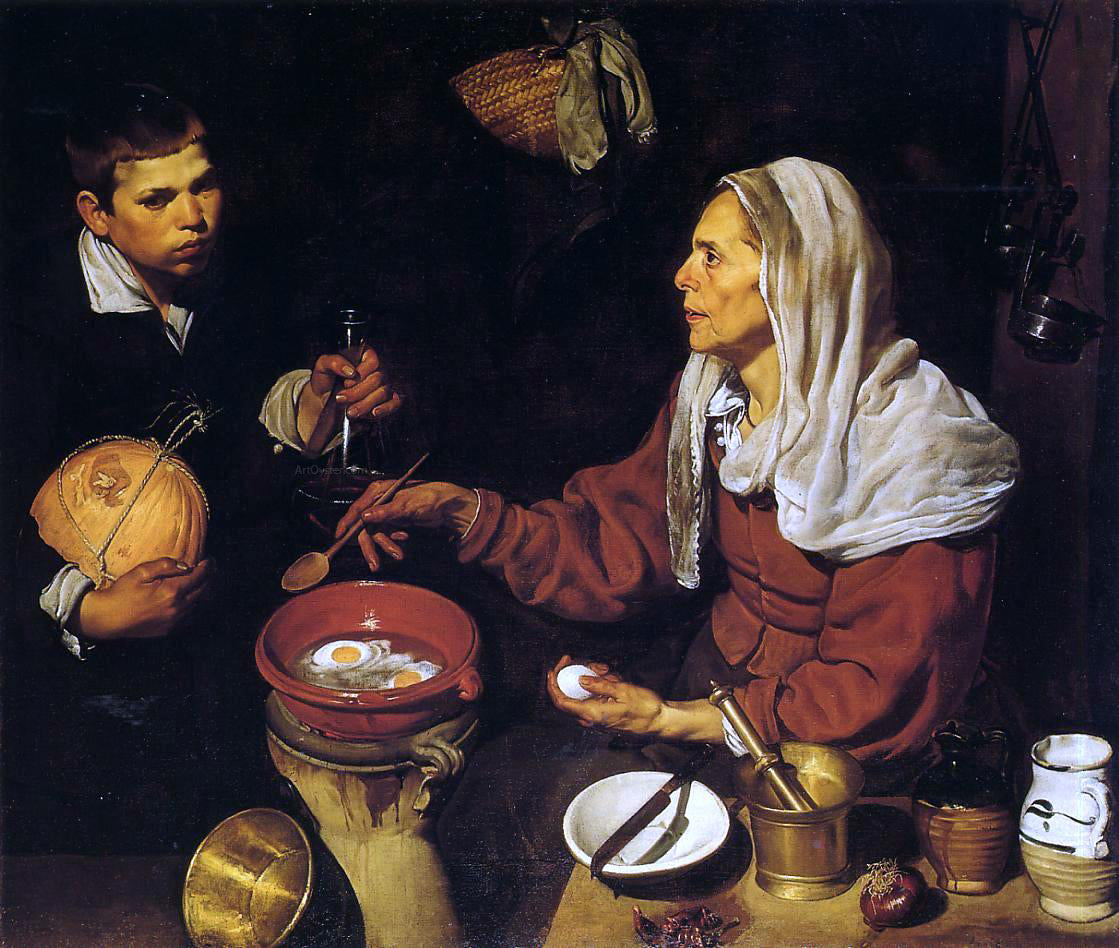 Diego Velazquez Old Woman Poaching Eggs - Canvas Print