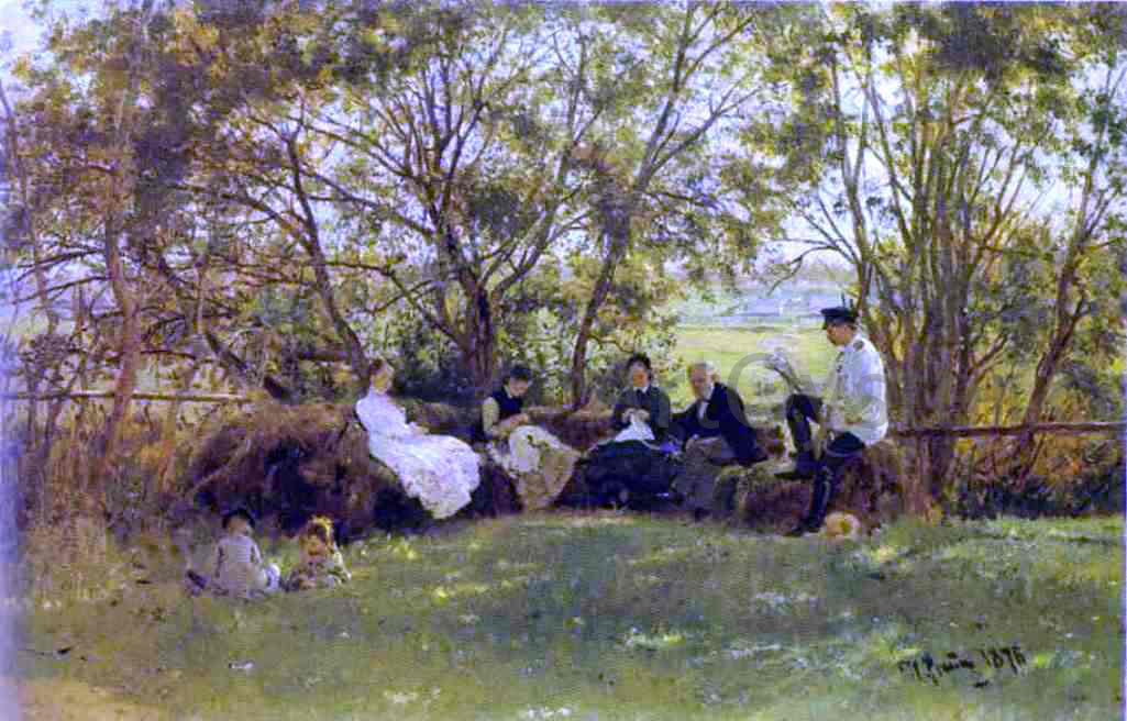 Ilia Efimovich Repin On a Turf Bench - Canvas Print