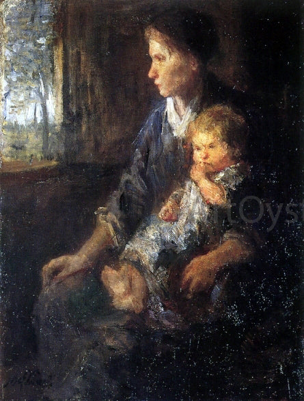 Jozef Israels On Mothers Lap - Canvas Print