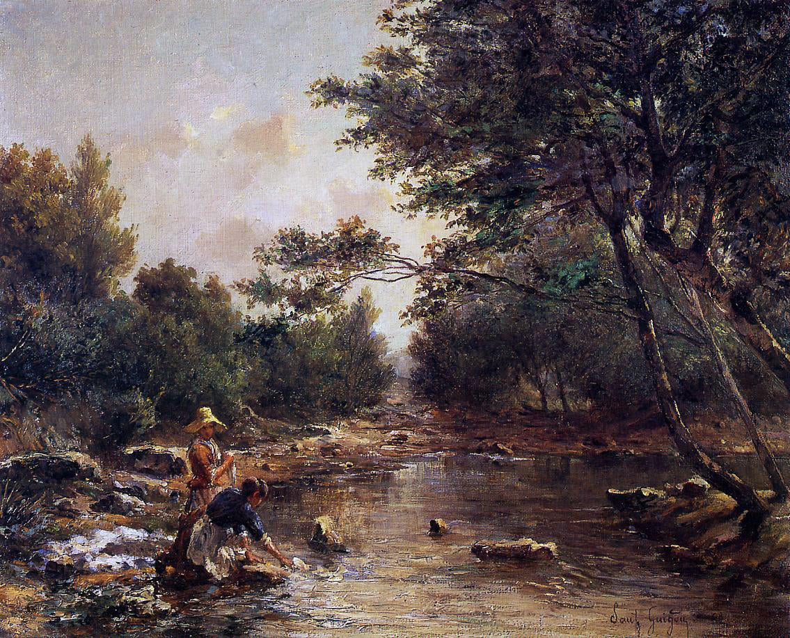 Paul-Camille Guigou On the Banks of the River - Canvas Print