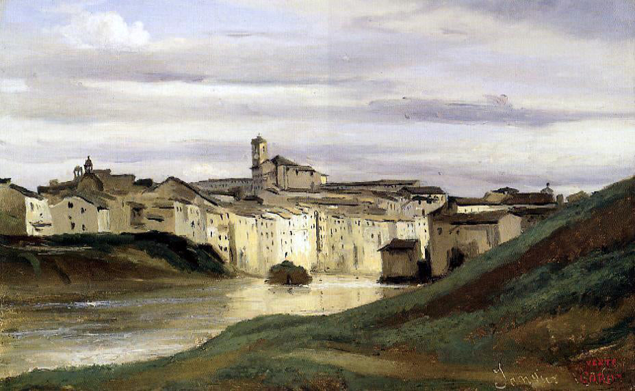 Jean-Baptiste-Camille Corot On the Banks of the Tiber - Canvas Print