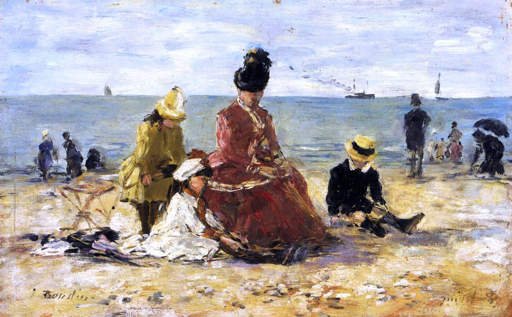 Eugene-Louis Boudin On the Beach - Canvas Print