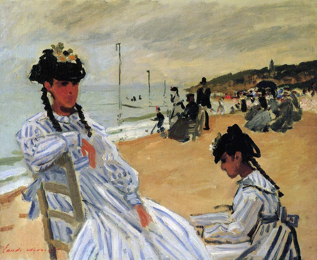 Claude Oscar Monet On the Beach at Trouville - Canvas Print