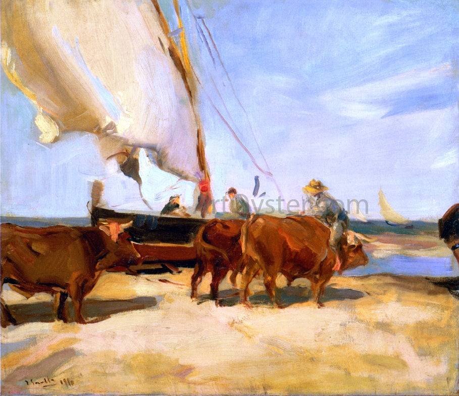 Joaquin Sorolla Y Bastida On the Beach at Valencia - Canvas Print