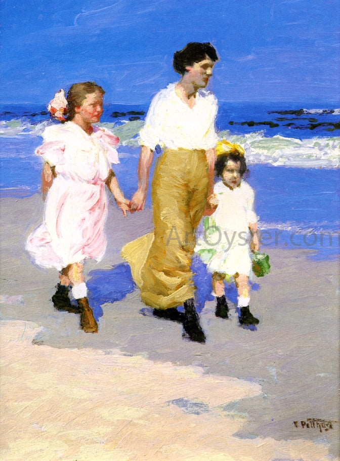 Edward Potthast On the Beach - Canvas Print