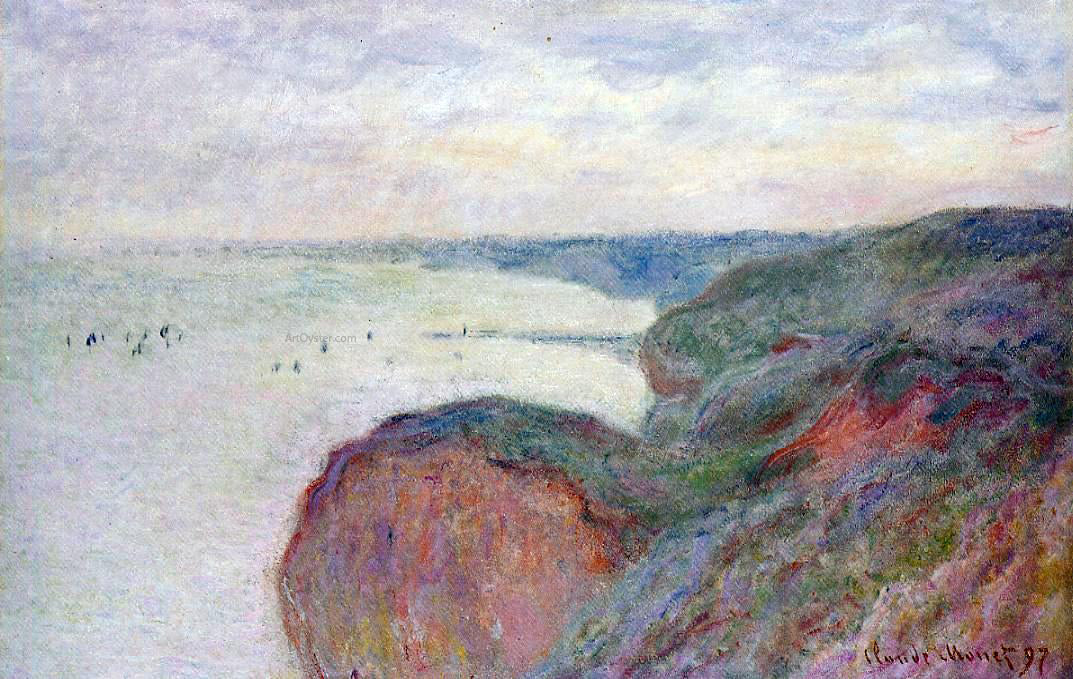 Claude Oscar Monet On the Cliff near Dieppe, Overcast Skies - Canvas Print
