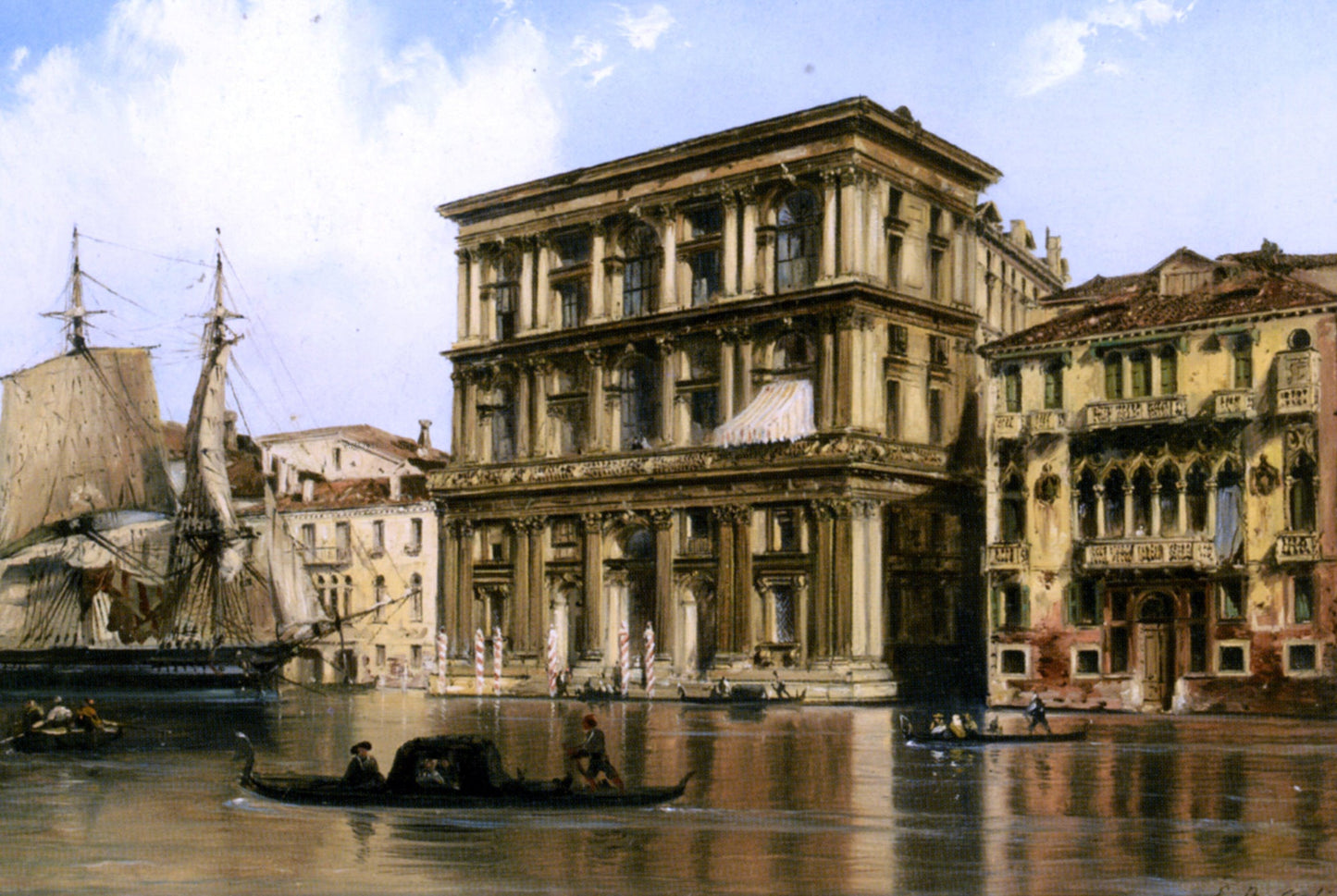 Carlo Bossoli On the Grand Canal Venice - Canvas Print
