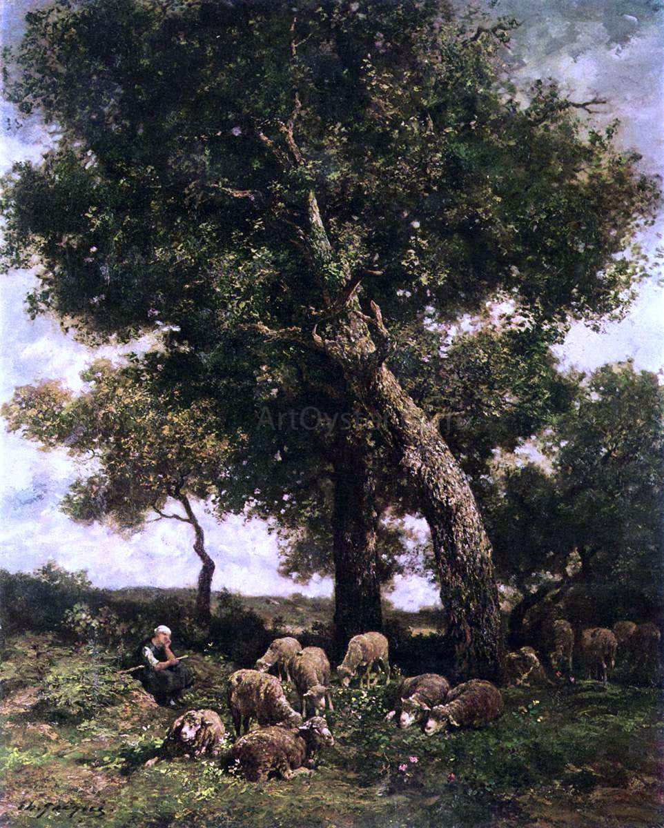 Charles Emile Jacque On the Pasture - Canvas Print