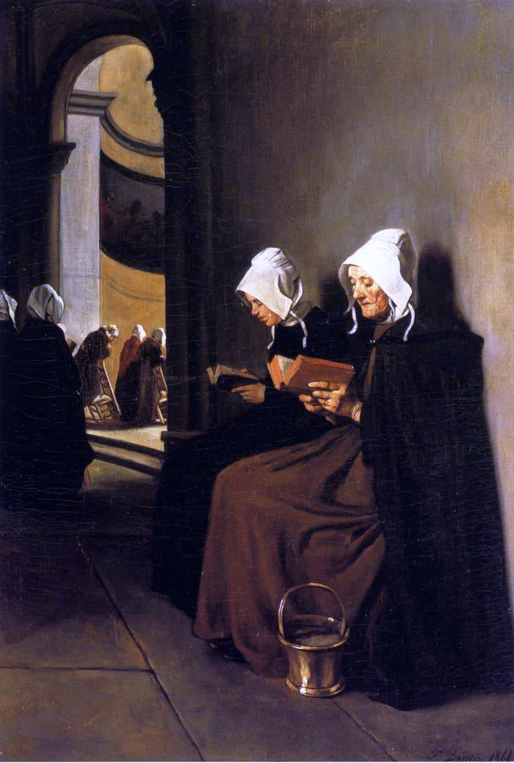Francois Bonvin On the Pauper's Bench - Souvenir of Brittany - Canvas Print
