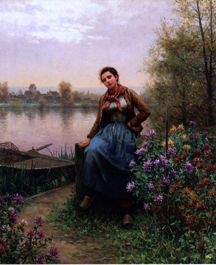 Daniel Ridgway Knight On the River's Edge - Canvas Print