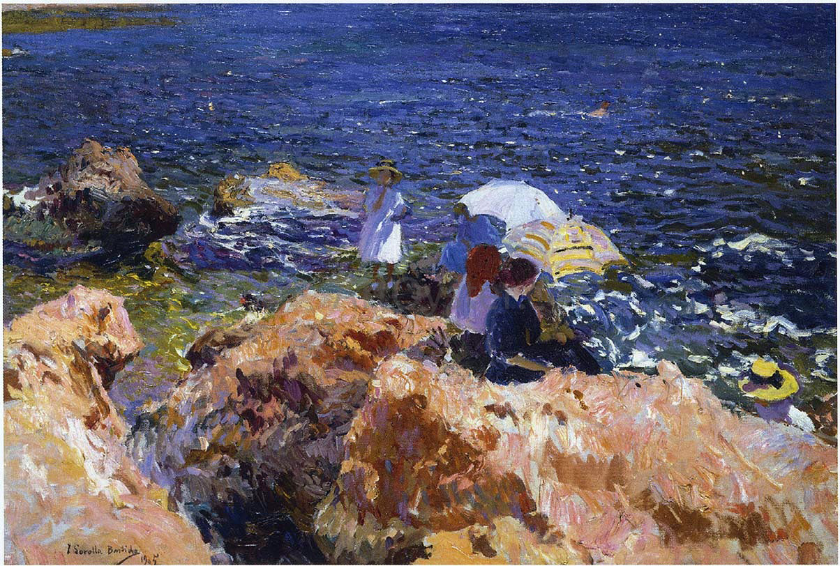 Joaquin Sorolla Y Bastida On the Rocks at Javea - Canvas Print