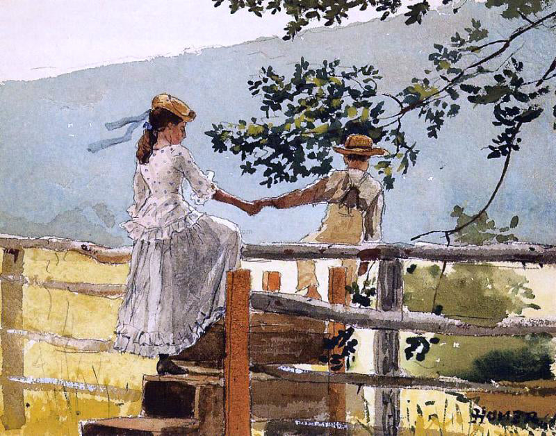 Winslow Homer On the Stile - Canvas Print
