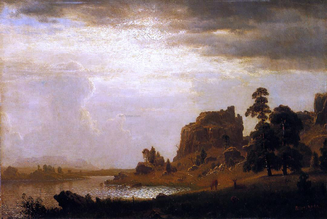 Albert Bierstadt On the Sweetwater near the Devil's Gate - Canvas Print