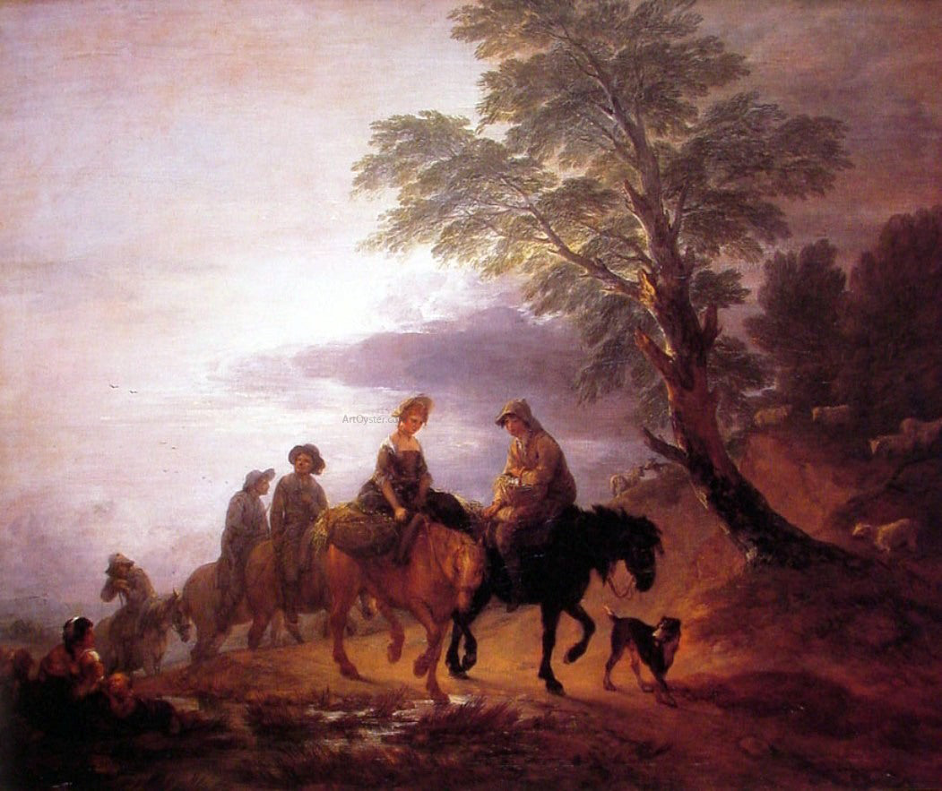 Thomas Gainsborough Open Landscape with Mounted Peasants - Canvas Print